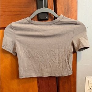 SKIMS Gray Cropped T-Shirt